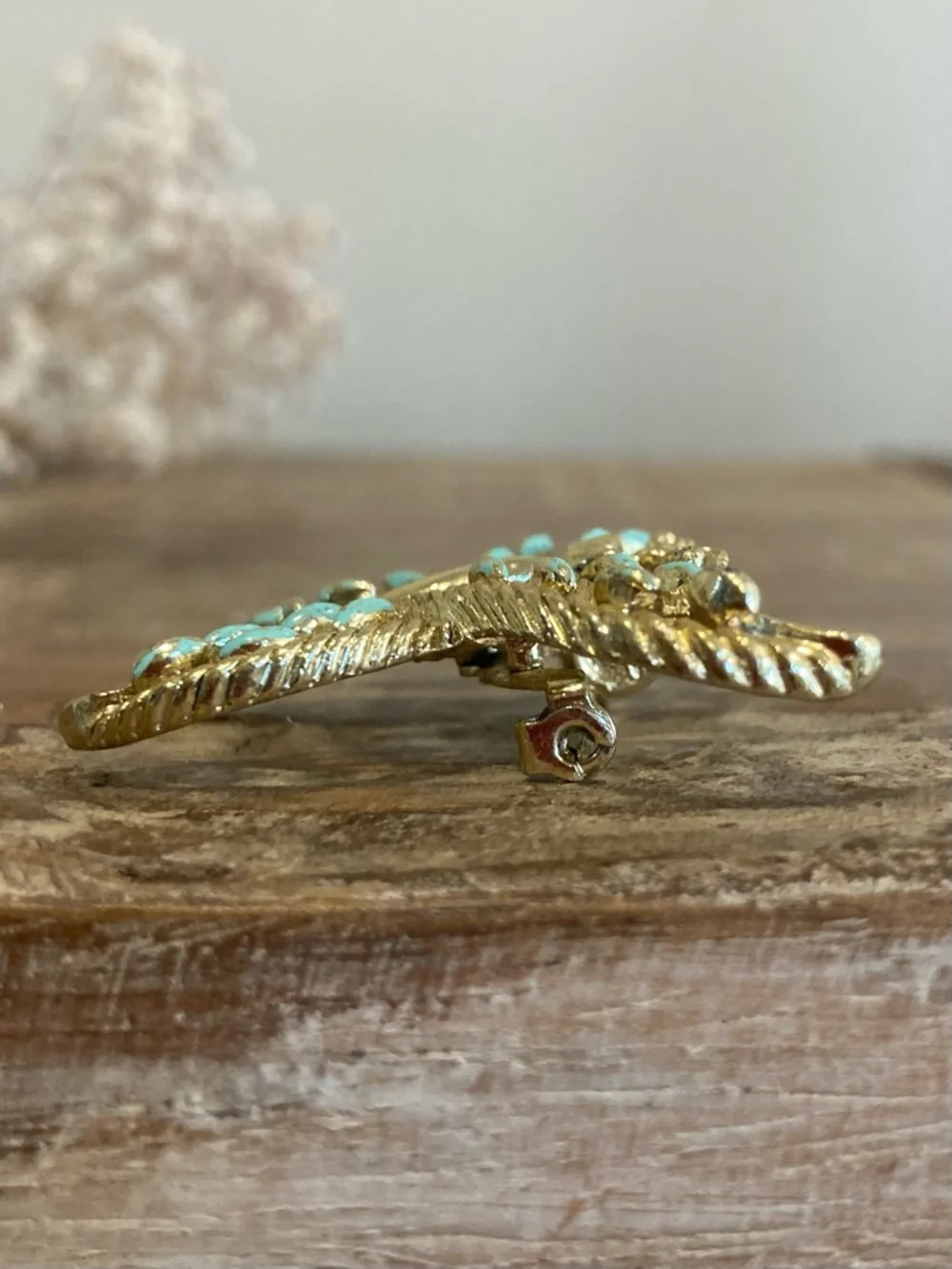 Vintage Gerry’s Gold Tone and Light Turquoise Colored Butterfly Brooch / Pendant